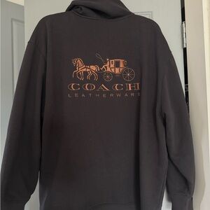 Original Coach Unisex Leatherware Black Hoodie with Carriage Logo
